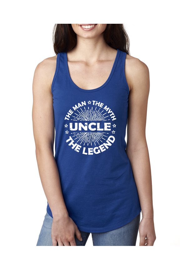 , Uncle Man Myth Legend Funny Dad Uncle Papa Granpa Dad Gift, Father's Day, Women Racerback Tank Top, Royal, Small