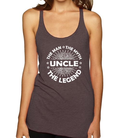 Wild Bobby, Uncle Man Myth Legend Funny Dad Uncle Papa Granpa Dad Gift, Father's Day, Women Tri-Blend Racerback Tank Top, Brown, Large