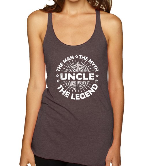 Wild Bobby, Uncle Man Myth Legend Funny Dad Uncle Papa Granpa Dad Gift, Father's Day, Women Tri-Blend Racerback Tank Top, Brown, X-Large
