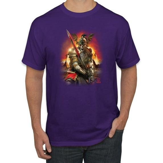 Wild Bobby, Undead Dark Knight, Pop Culture, Men Graphic Tees, Purple, 2XL