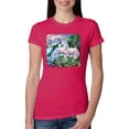thumbnail image 1 of Unicorn Fanstasy Island Castle Animal Lover Female Slim Fit Junior Tee, Raspberry, Small, 1 of 3