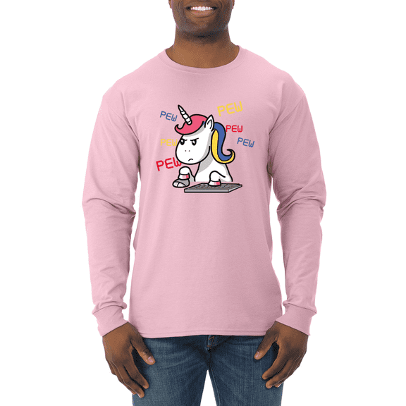 Wild Bobby, Unicorn Pew Animal Lover Mens Long Sleeve Shirt