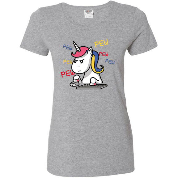 Wild Bobby, Unicorn Pew Animal Lover Womens Graphic T-Shirt
