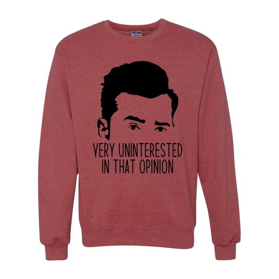 Wild Bobby, Uninterested in Opinion Schitt's David Quote, Pop Culture, Unisex Crewneck Graphic Sweatshirt, Vintage Heather Red, Small