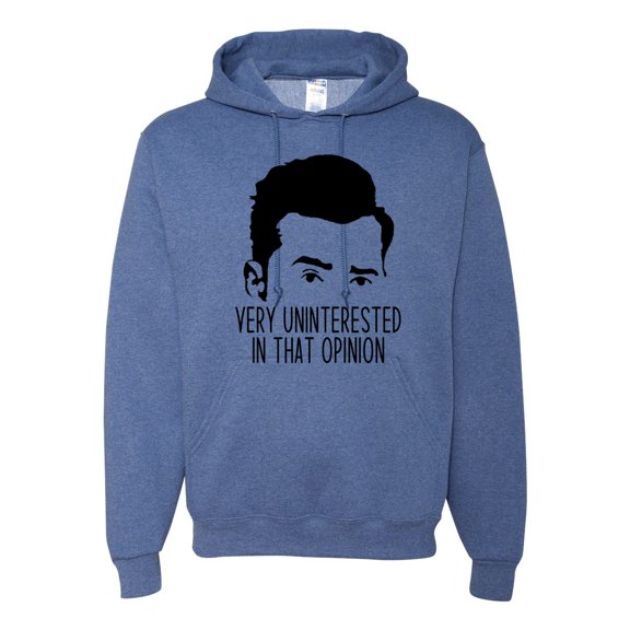 Wild Bobby, Uninterested in Opinion Schitt's David Quote, Pop Culture, Unisex Graphic Hoodie Sweatshirt, Vintage Heather Blue, X-Large