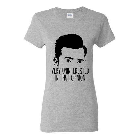 Wild Bobby, Uninterested in Opinion Schitt's David Quote, Pop Culture, Women Graphic Tee, Heather Grey, Small
