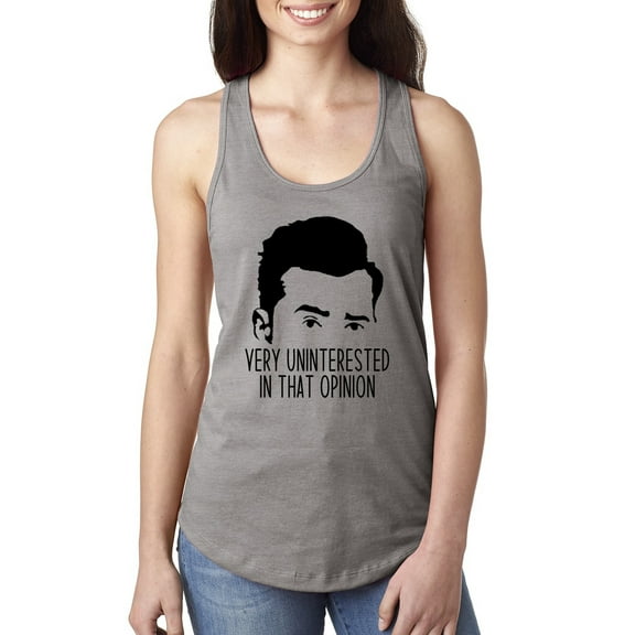 Wild Bobby, Uninterested in Opinion Schitt's David Quote, Pop Culture, Women Racerback Tank Top, Heather Grey, Small