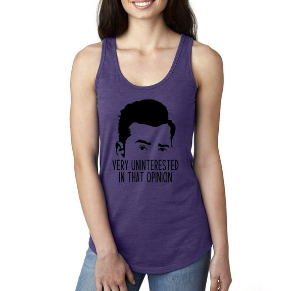 Wild Bobby, Uninterested in Opinion Schitt's David Quote, Pop Culture, Women Racerback Tank Top, Purple Rush, Large