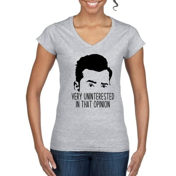 Wild Bobby, Uninterested in Opinion Schitt's David Quote, Pop Culture, Women Standard V-Neck Tee, Heather Grey, X-Large