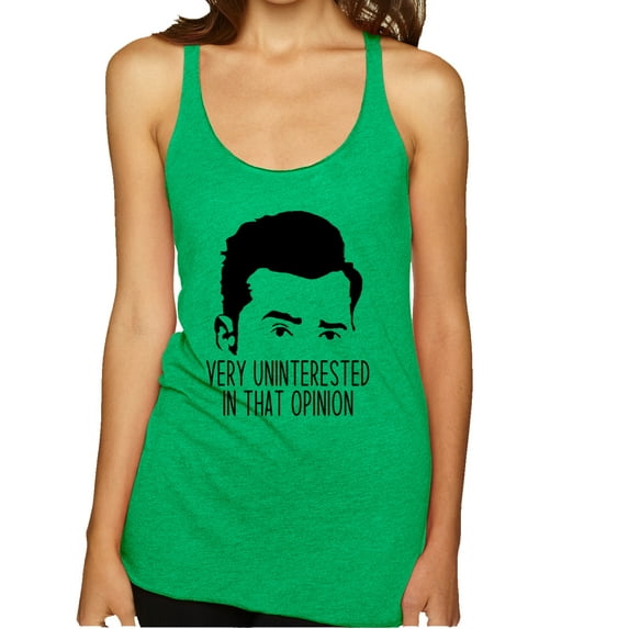 Wild Bobby, Uninterested in Opinion Schitt's David Quote, Pop Culture, Women Tri-Blend Racerback Tank Top, Envy, Small