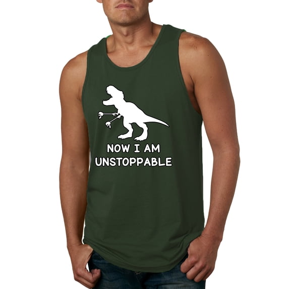 Wild Bobby, Unstoppable T Rex Funny, Pop Culture, Men Graphic Tank Top, Forest Green, Medium