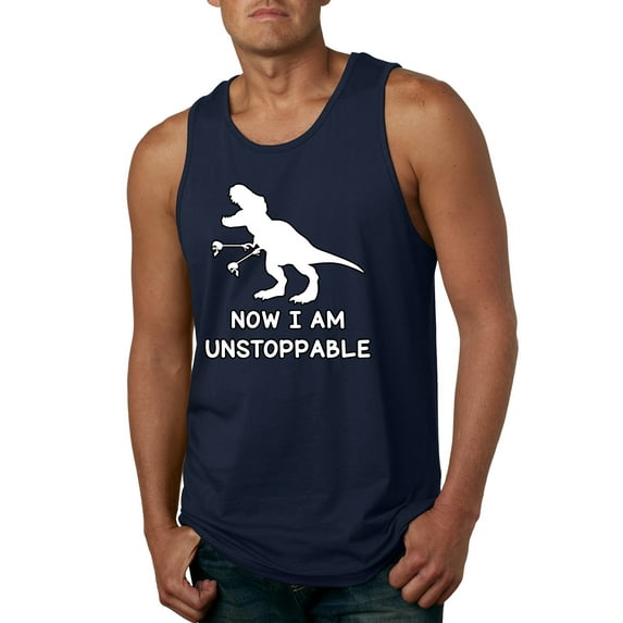 Wild Bobby, Unstoppable T Rex Funny, Pop Culture, Men Graphic Tank Top, Navy, XX-Large