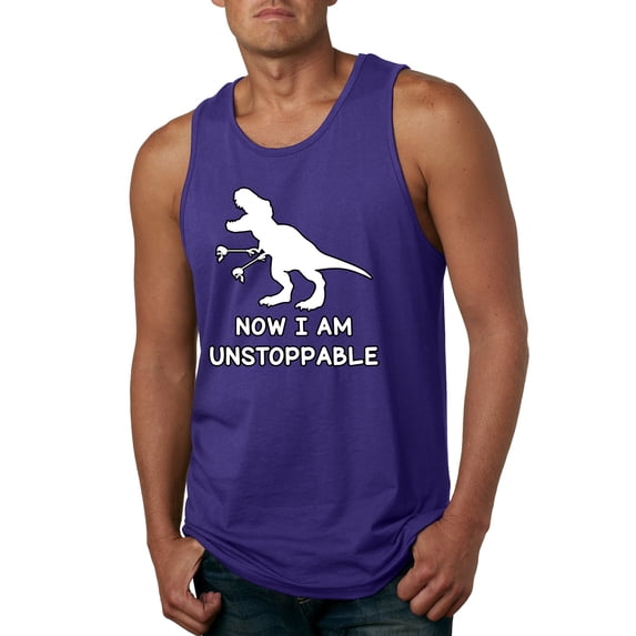 Wild Bobby, Unstoppable T Rex Funny, Pop Culture, Men Graphic Tank Top, Purple, Medium