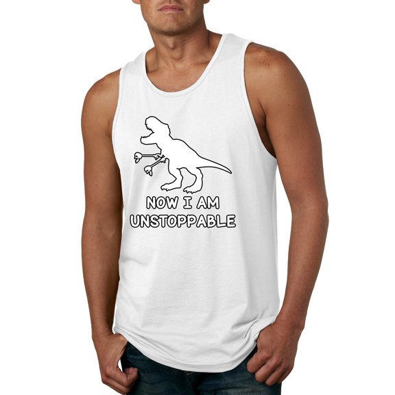 Wild Bobby, Unstoppable T Rex Funny, Pop Culture, Men Graphic Tank Top, White, Small