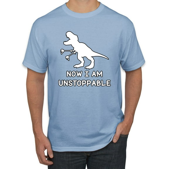 Wild Bobby, Unstoppable T Rex Funny, Pop Culture, Men Graphic Tee, Light Blue, X-Large