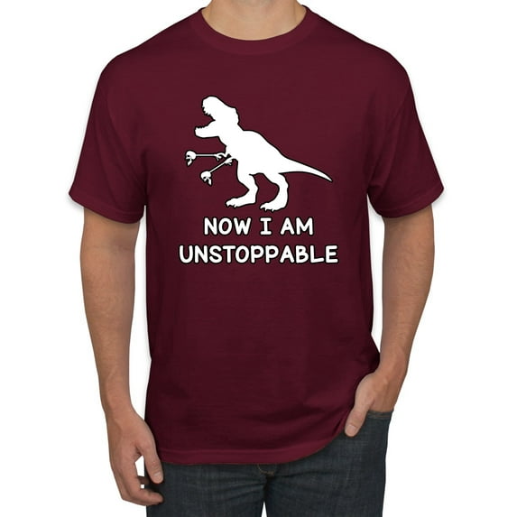 Wild Bobby, Unstoppable T Rex Funny, Pop Culture, Men Graphic Tee, Maroon, Medium