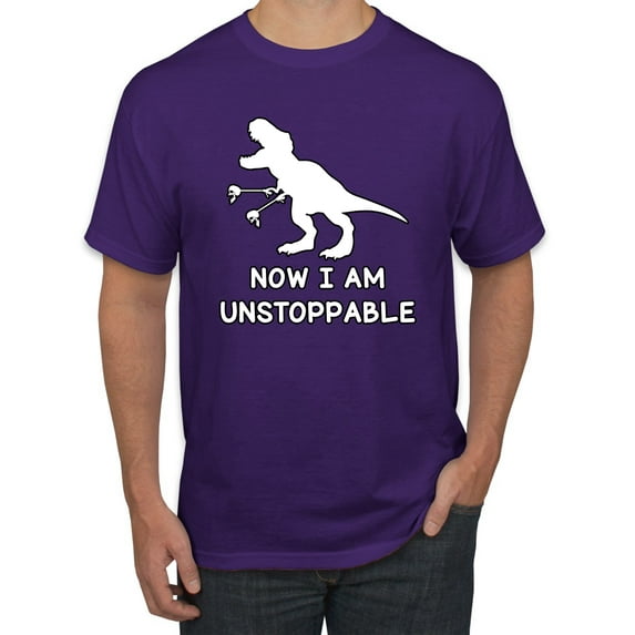Wild Bobby, Unstoppable T Rex Funny, Pop Culture, Men Graphic Tee, Purple, Large