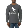 thumbnail image 1 of Wild Bobby, Unstoppable T Rex Funny, Pop Culture, Men Long Sleeve Shirt, Charcoal, Small, 1 of 4