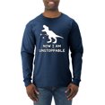 thumbnail image 1 of Wild Bobby, Unstoppable T Rex Funny, Pop Culture, Men Long Sleeve Shirt, Vintage Heather Navy, Small, 1 of 4