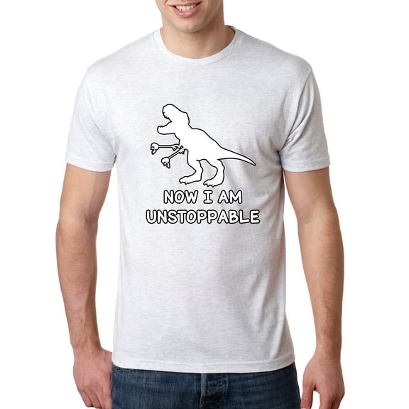Wild Bobby, Unstoppable T Rex Funny, Pop Culture, Men Premium Tri Blend Tee, Heather White, Large
