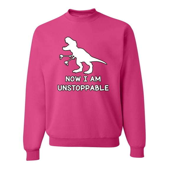 Wild Bobby, Unstoppable T Rex Funny, Pop Culture, Unisex Crewneck Graphic Sweatshirt, Fuschia, XX-Large