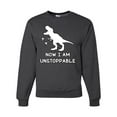 thumbnail image 1 of Wild Bobby, Unstoppable T Rex Funny, Pop Culture, Unisex Crewneck Graphic Sweatshirt, Heather Black, Large, 1 of 1