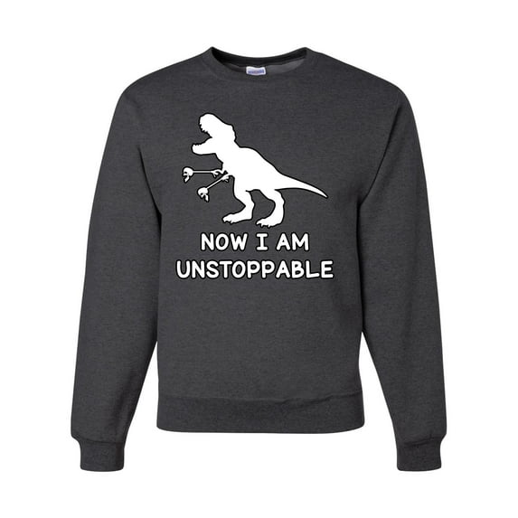 Wild Bobby, Unstoppable T Rex Funny, Pop Culture, Unisex Crewneck Graphic Sweatshirt, Heather Black, Large
