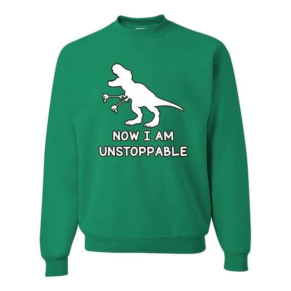 Wild Bobby, Unstoppable T Rex Funny, Pop Culture, Unisex Crewneck Graphic Sweatshirt, Kelly, Small