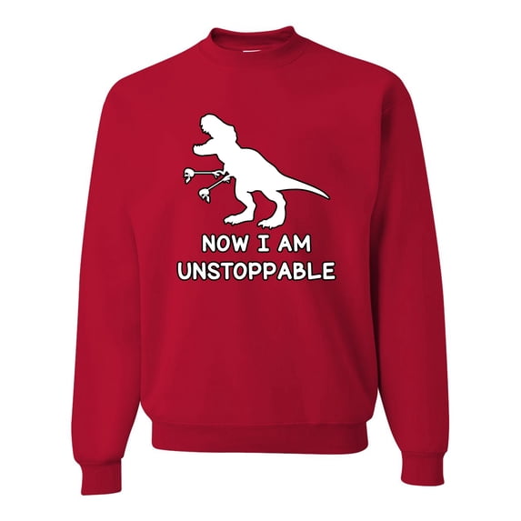 Wild Bobby, Unstoppable T Rex Funny, Pop Culture, Unisex Crewneck Graphic Sweatshirt, Red, X-Large