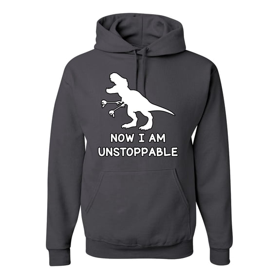 Wild Bobby, Unstoppable T Rex Funny, Pop Culture, Unisex Graphic Hoodie Sweatshirt, Charcoal, X-Large