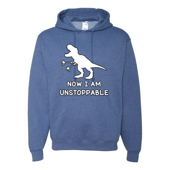 Wild Bobby, Unstoppable T Rex Funny, Pop Culture, Unisex Graphic Hoodie Sweatshirt, Vintage Heather Blue, Small