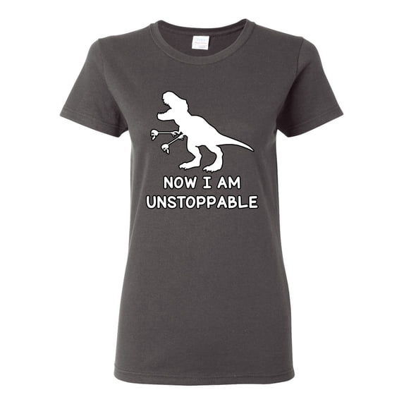 Wild Bobby, Unstoppable T Rex Funny, Pop Culture, Women Graphic Tee, Charcoal, Medium