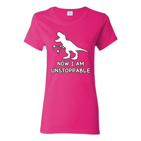 Wild Bobby, Unstoppable T Rex Funny, Pop Culture, Women Graphic Tee, Fuschia, XX-Large