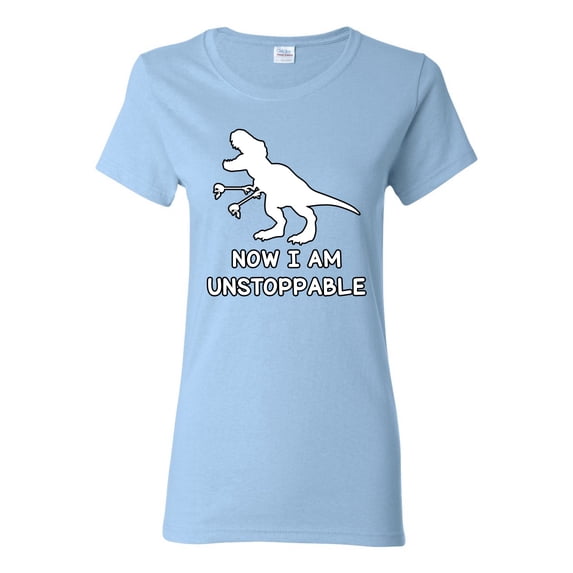 Wild Bobby, Unstoppable T Rex Funny, Pop Culture, Women Graphic Tee, Light Blue, Small