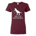 thumbnail image 1 of Wild Bobby, Unstoppable T Rex Funny, Pop Culture, Women Graphic Tee, Maroon, 3X-Large, 1 of 4