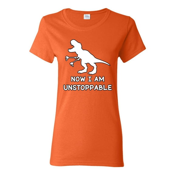Wild Bobby, Unstoppable T Rex Funny, Pop Culture, Women Graphic Tee, Orange, X-Large