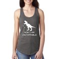 thumbnail image 1 of Wild Bobby, Unstoppable T Rex Funny, Pop Culture, Women Racerback Tank Top, Dark Grey, Medium, 1 of 4