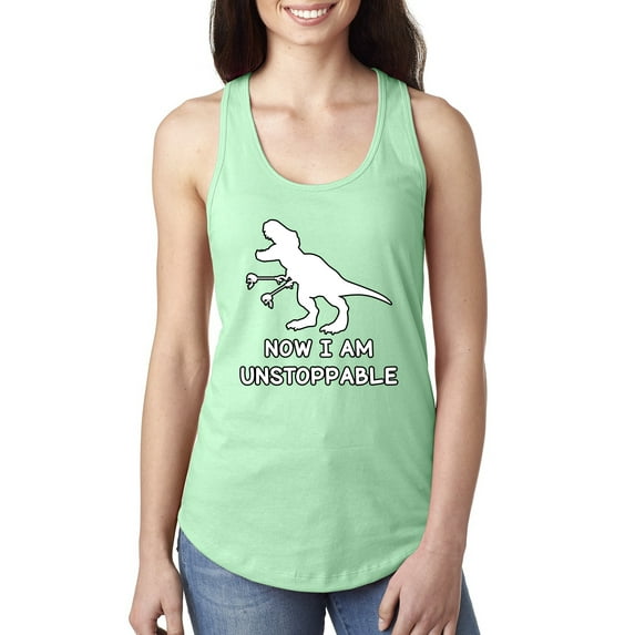 Wild Bobby, Unstoppable T Rex Funny, Pop Culture, Women Racerback Tank Top, Mint, X-Large