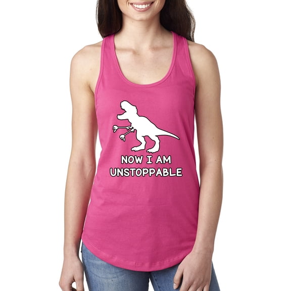 Wild Bobby, Unstoppable T Rex Funny, Pop Culture, Women Racerback Tank Top, Raspberry, Large