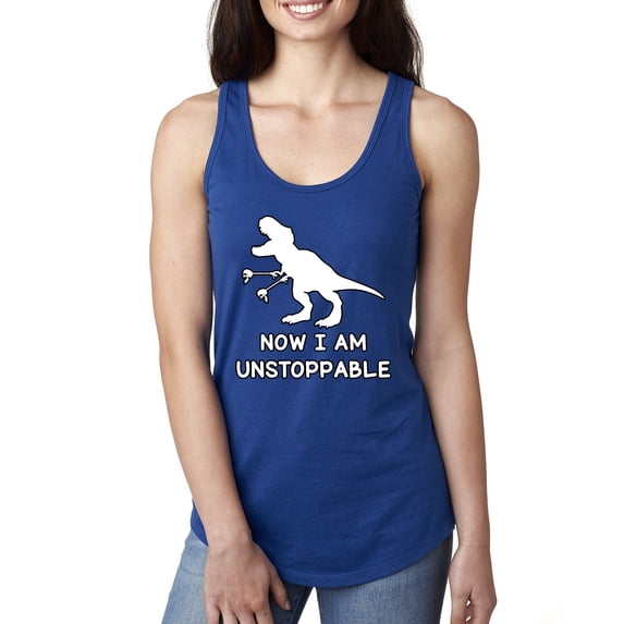 Wild Bobby, Unstoppable T Rex Funny, Pop Culture, Women Racerback Tank Top, Royal, Small