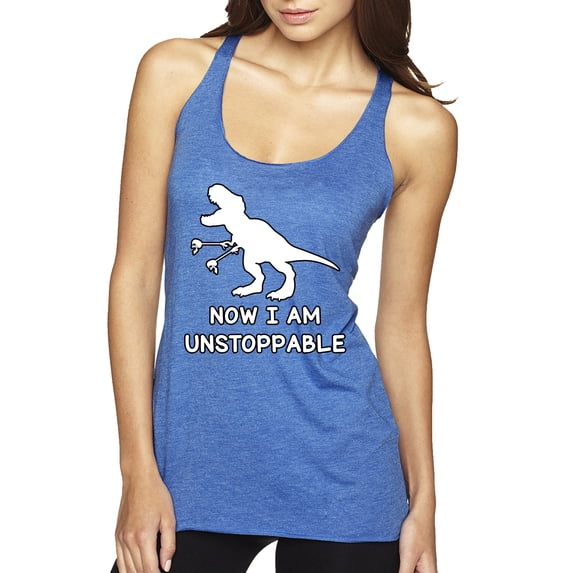 Wild Bobby, Unstoppable T Rex Funny, Pop Culture, Women Tri-Blend Racerback Tank Top, Vintage Royal, Small