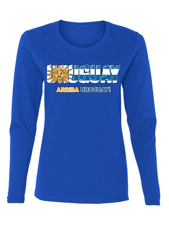 Uruguay Flag Pride Graphic Arriba Uruguay Sun | Unisex Novelty T-Shirt | Soccer Football Fan Gift for Men Women Graphic Long Sleeve Tee