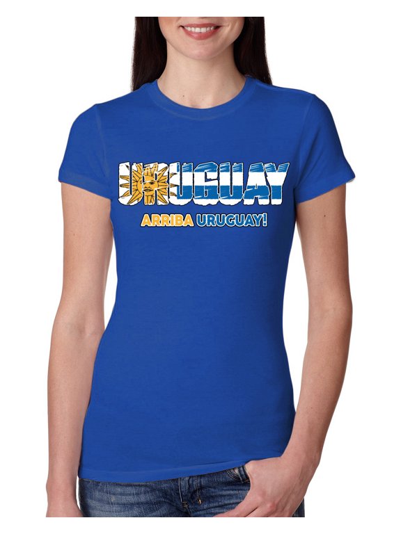 Uruguay Flag Pride Graphic Arriba Uruguay Sun | Unisex Novelty T-Shirt | Soccer Football Fan Gift for Men Women Slim Fit Junior Tee
