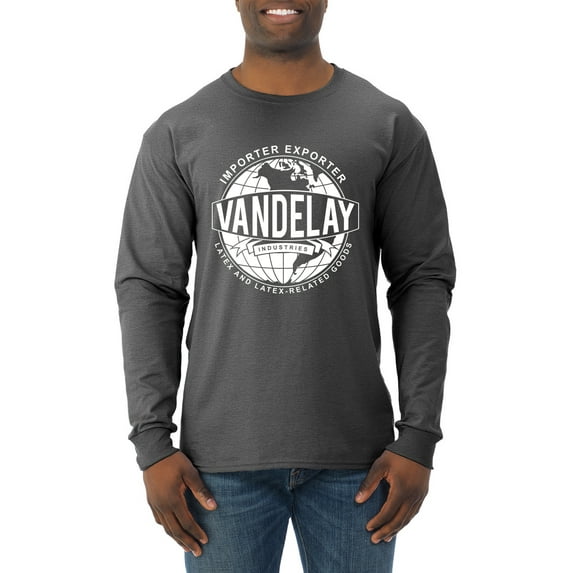 Wild Bobby, Vandelay Industries Shirt Latex-Related Goods Seinfeld, Pop Culture, Men Long Sleeve Shirt, Heather Black, XX-Large