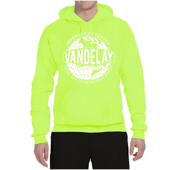 Wild Bobby, Vandelay Industries Shirt Latex-Related Goods Seinfeld, Pop Culture, Unisex Graphic Hoodie Sweatshirt, Safety Green, Medium