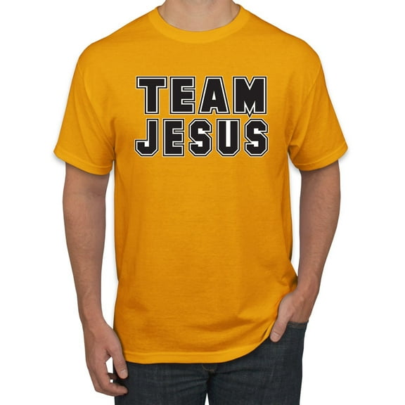 Wild Bobby Varsity Team Jesus Inspirational/Christian Men Graphic Tee, Gold, 4X-Large