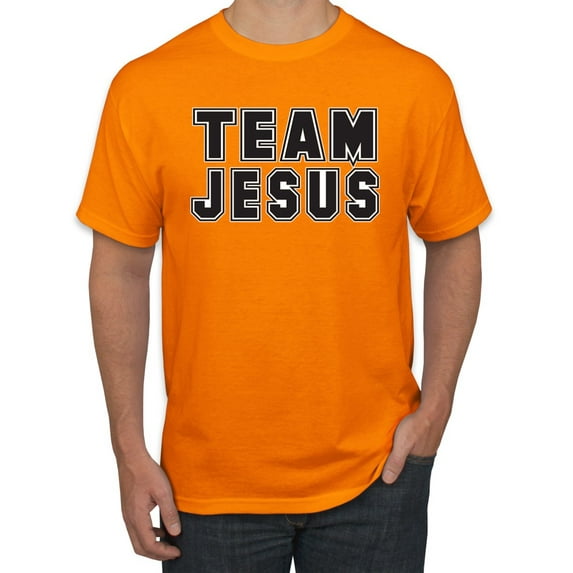 Wild Bobby Varsity Team Jesus Inspirational/Christian Men Graphic Tee, Orange, Medium