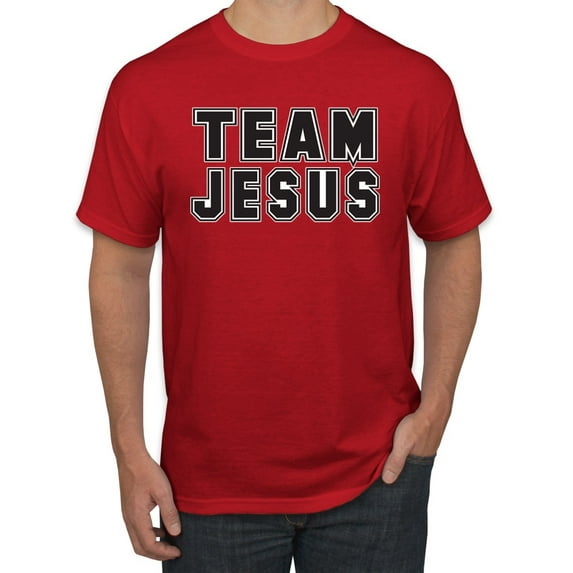 Wild Bobby Varsity Team Jesus Inspirational/Christian Men Graphic Tee, Red, X-Large