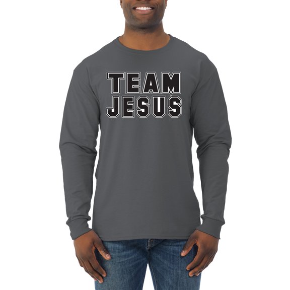 Wild Bobby Varsity Team Jesus Inspirational/Christian Men Long Sleeve Shirt, Charcoal, XX-Large