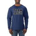 thumbnail image 1 of Wild Bobby Varsity Team Jesus Inspirational/Christian Men Long Sleeve Shirt, Navy, XX-Large, 1 of 5